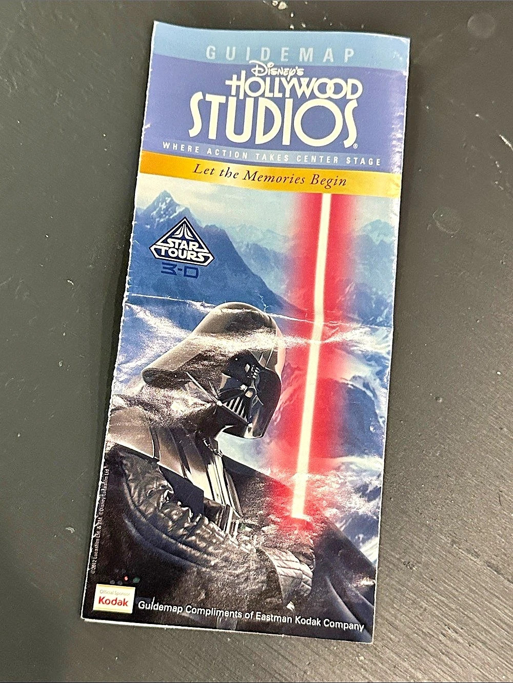 Vintage 2012 Disney Hollywood Studios Guidemap Star Tours 3-D earth Vader park m